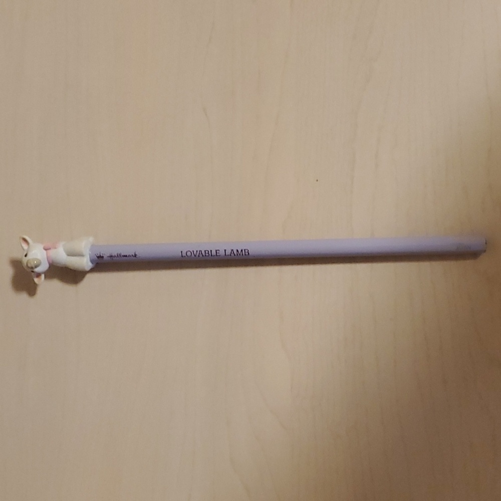 Hallmark Lovable Lamb Purple Wooden Pencil topped by White Lamb